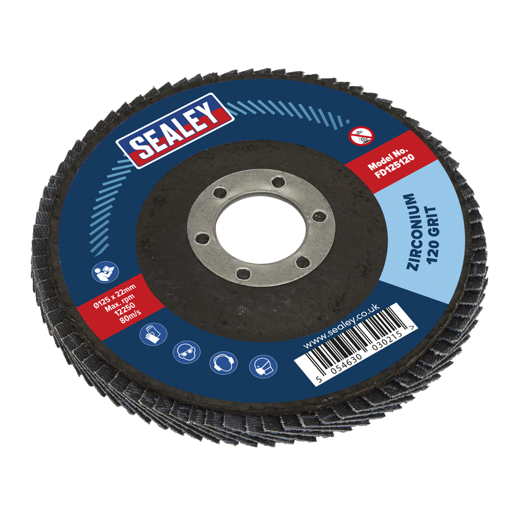 Sealey 125mm Zirconium Flap Disc 120Grit 22mm Bore