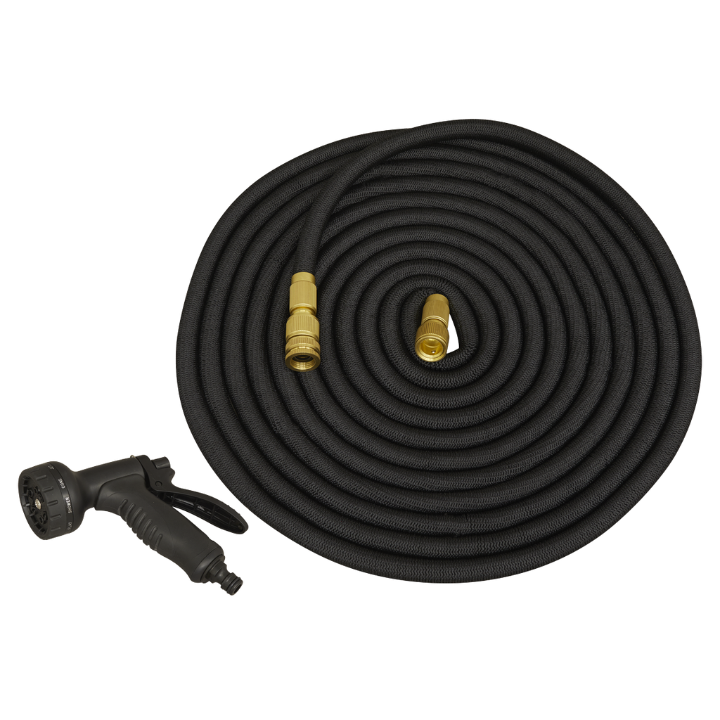 Sealey Ø17mm Expandable Garden Hose Black 15m Premium