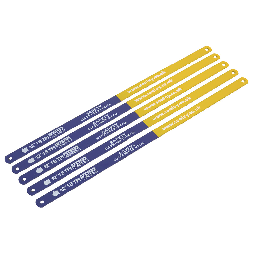 Sealey Hacksaw Blade 300mm HSS Bi-Metal 18tpi Pack of 5