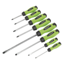 Sealey Premier Hammer-Thru Screwdriver Set 8pc - Hi-Vis Green