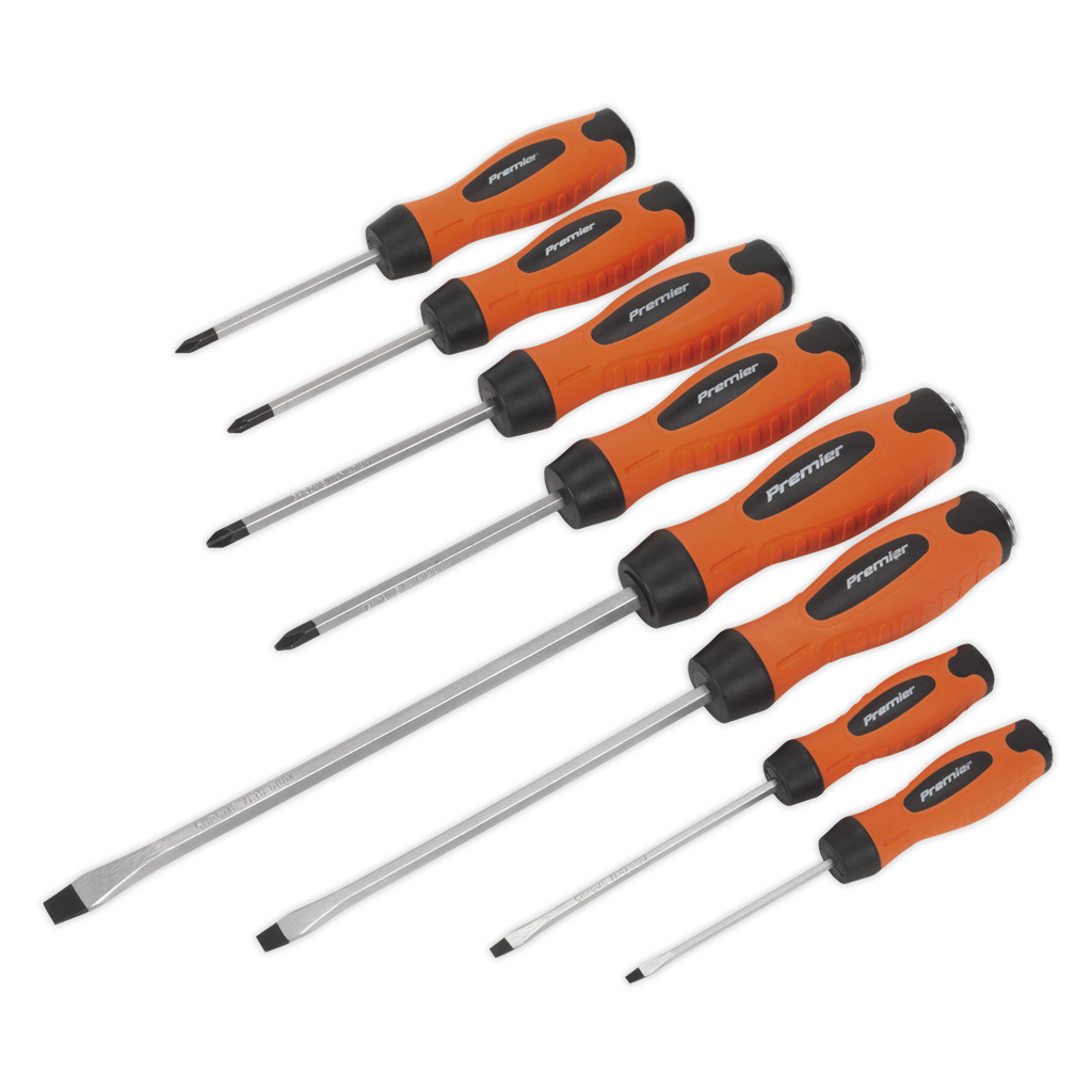 Sealey Premier Hammer-Thru Screwdriver Set 8pc - Hi-Vis Orange