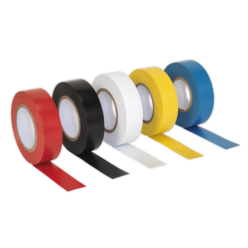 PVC Insulating Tape 19mm x 20m, Mixed Colours - Pack of 10