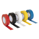 PVC Insulating Tape 19mm x 20m, Mixed Colours - Pack of 10
