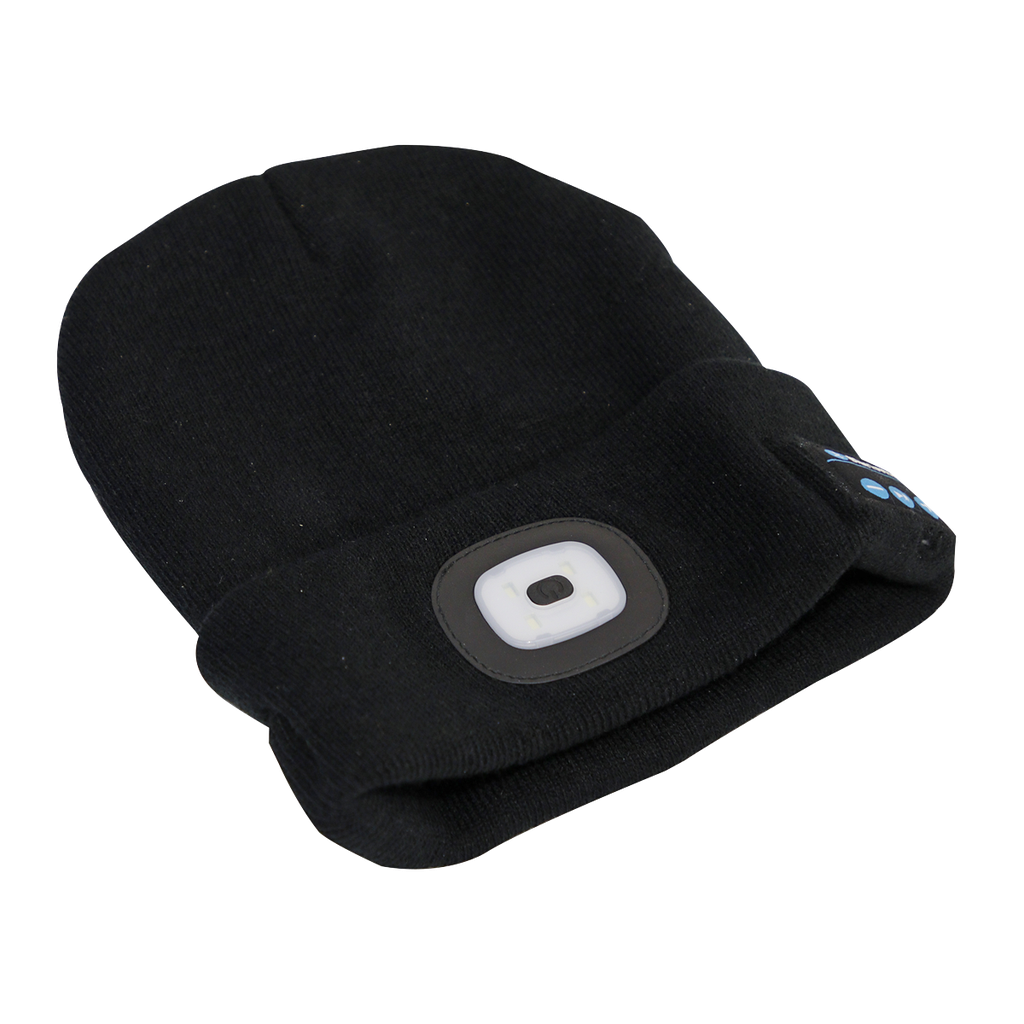 Sealey Rechargeable USB Beanie Hat with Wireless Headphones 1W SMD LED