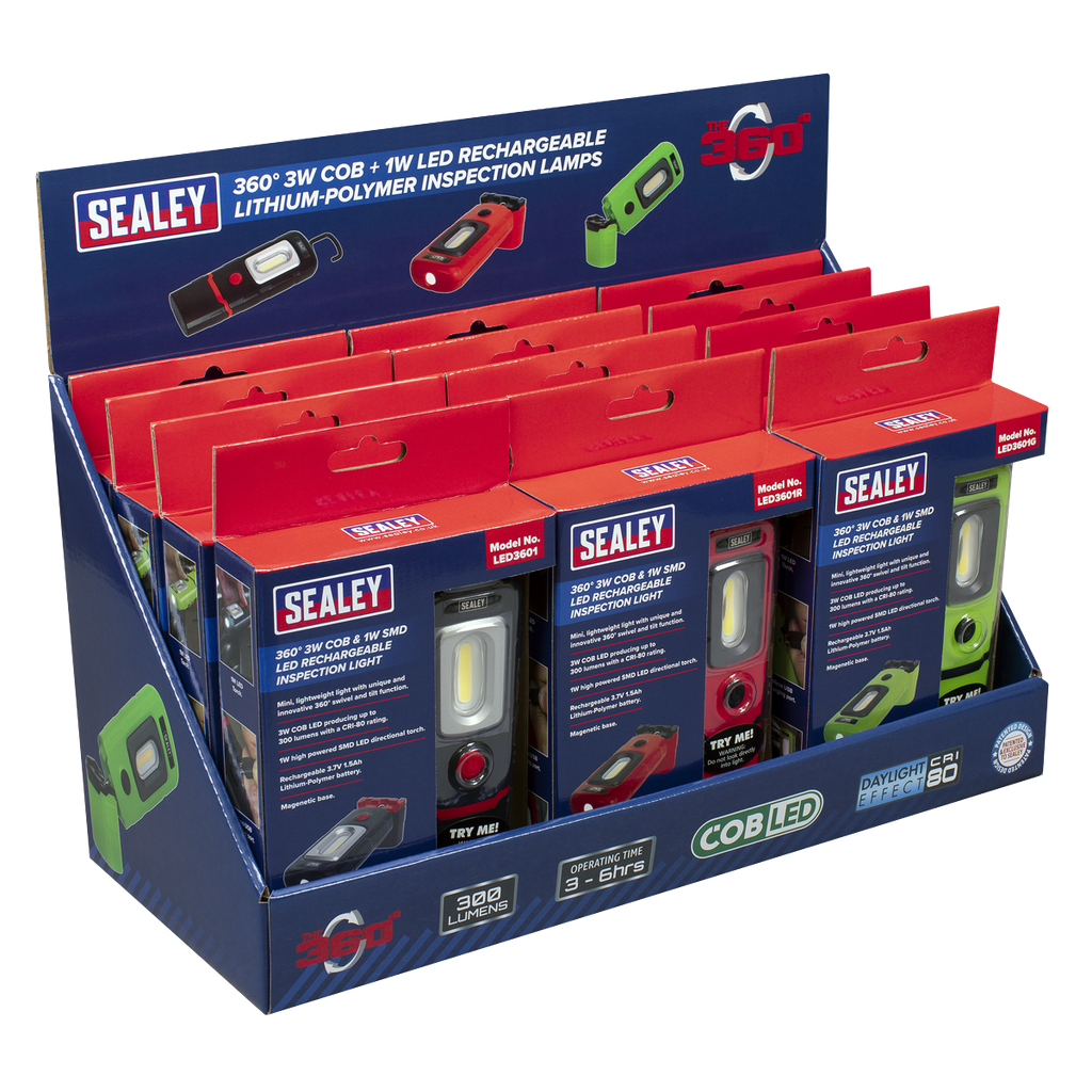 Sealey LED3601 Series Inspection Light Combination - Display Pack of 12