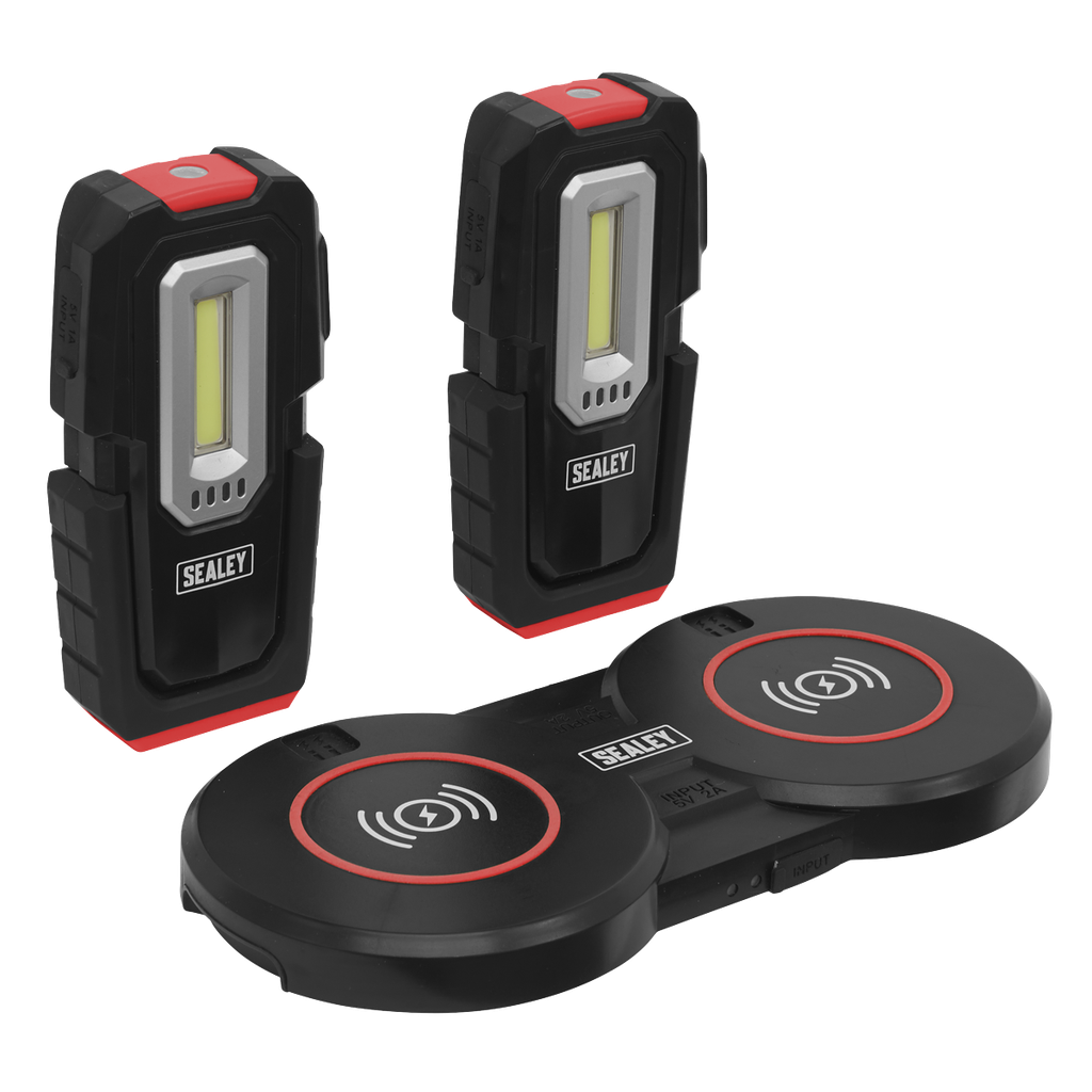Sealey Inspection Light (x2) with Double Wireless Charging Base 3W COB & 1W SMD LED