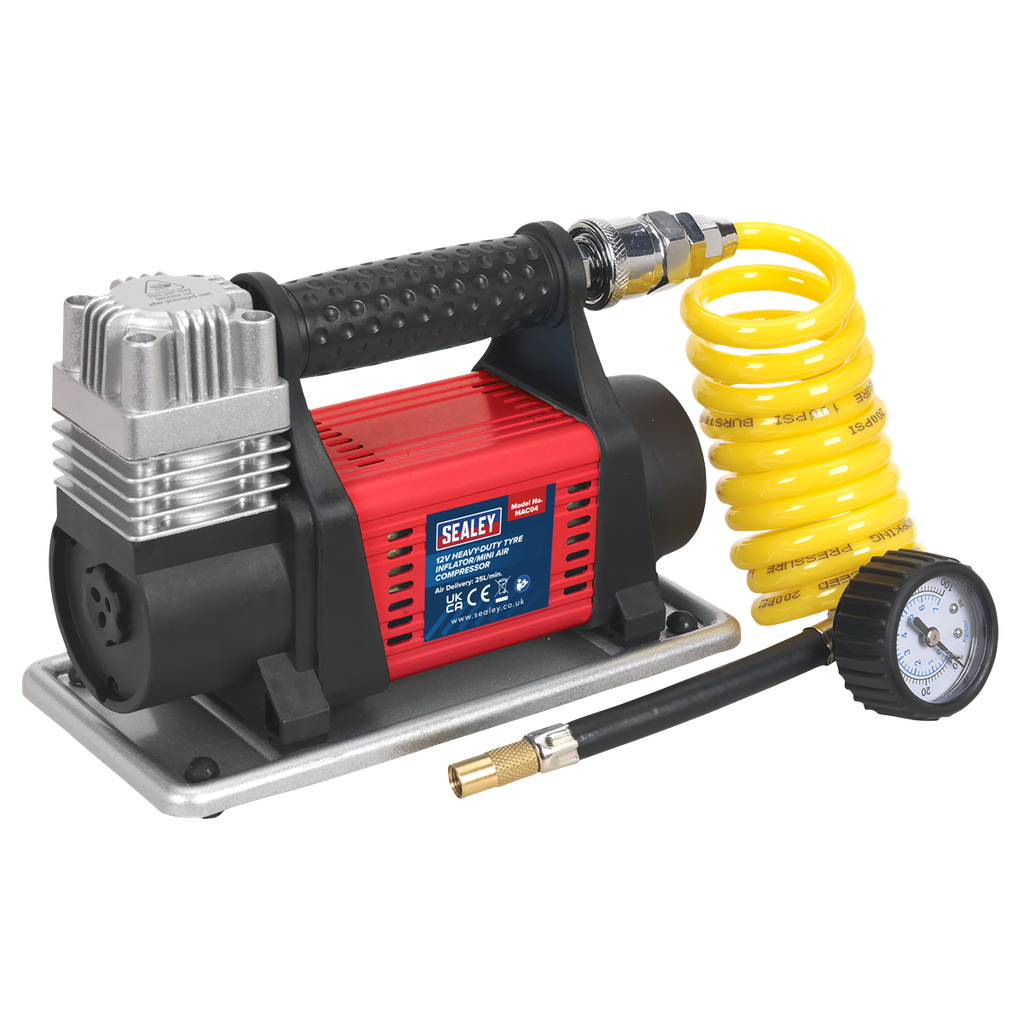 Sealey Heavy-Duty Tyre Inflator/Mini Air Compressor 12V