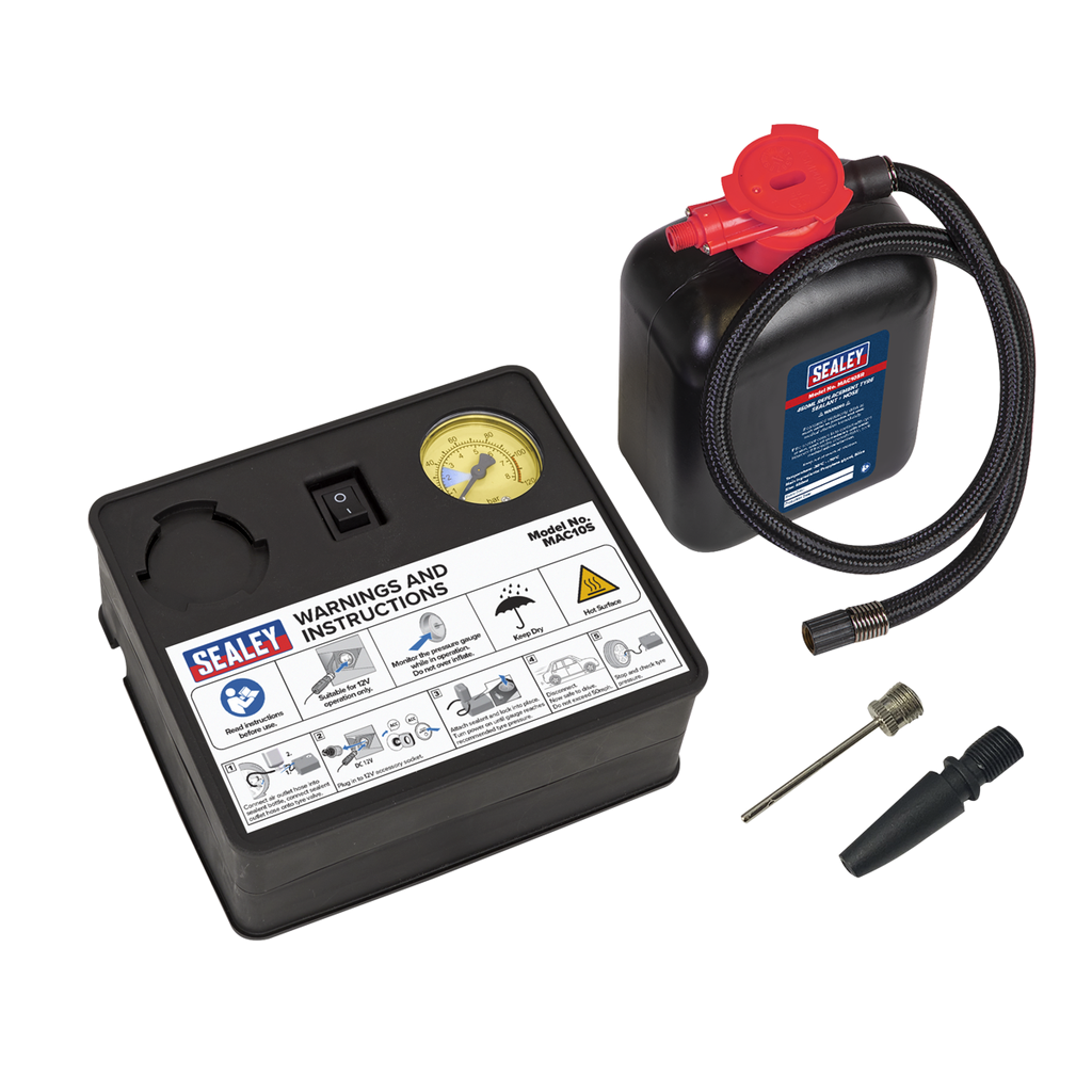 Sealey Tyre Inflator & Emergency Puncture Sealant Kit 12V