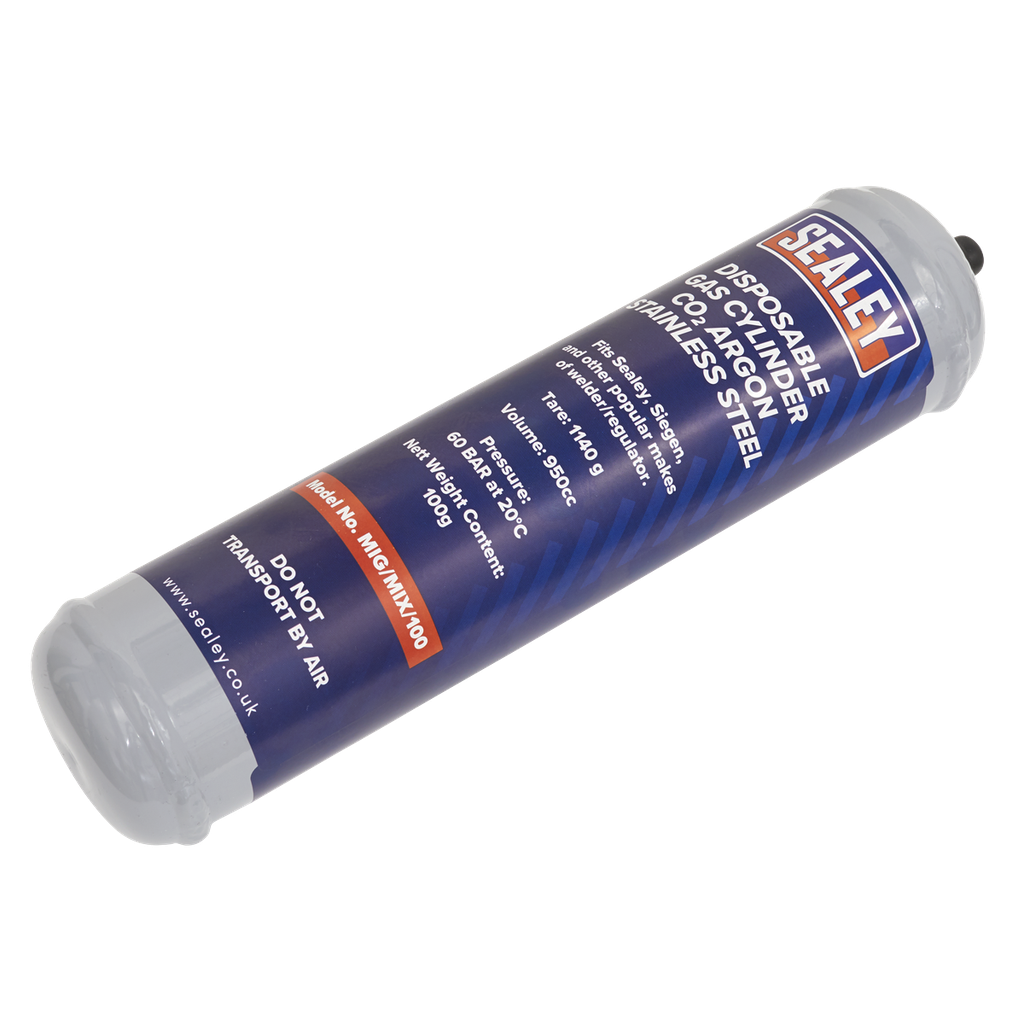 Sealey Disposable Carbon Dioxide/Argon Gas Cylinder 100g