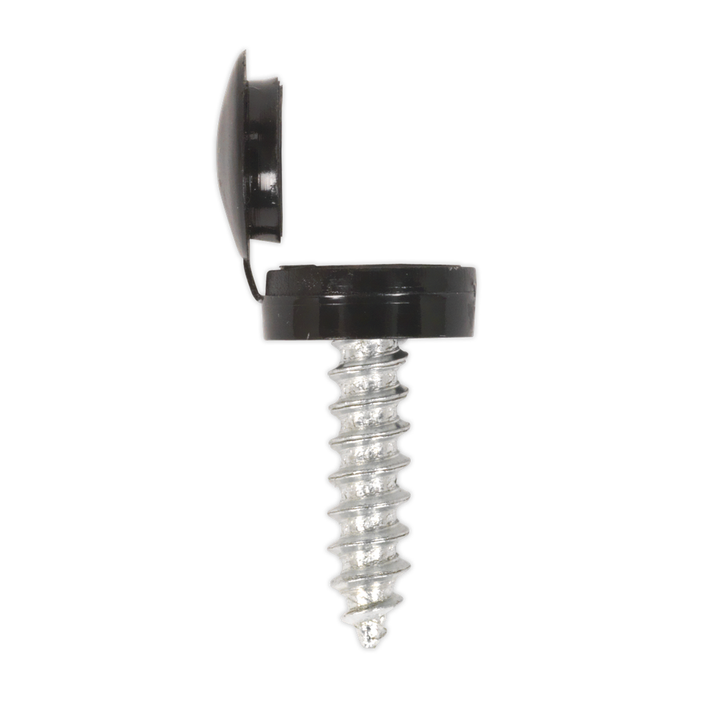 Sealey Numberplate Screw with Flip Cap 4.2 x 19mm, Black - Pack of 50