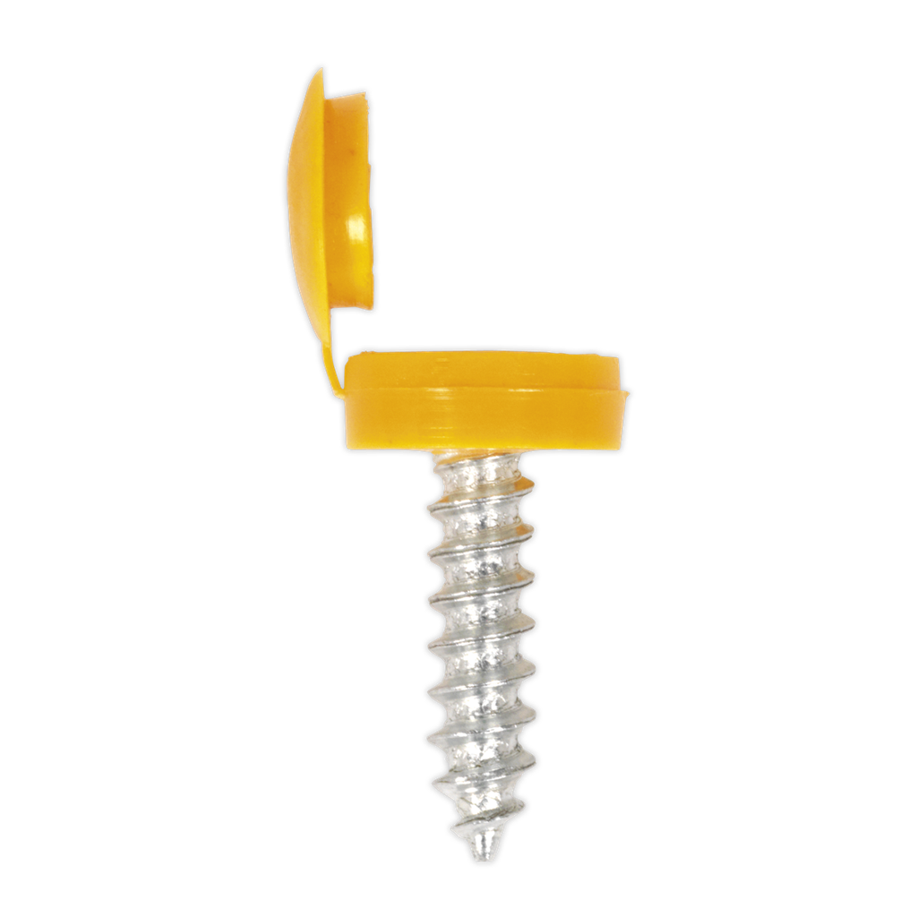 Numberplate Screw with Flip Cap 4.2 x 19mm, Yellow - Pack of 50