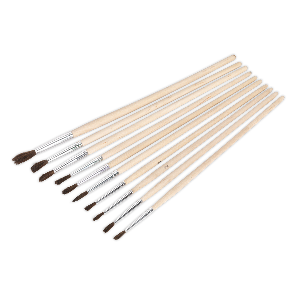 Sealey Touch-Up Paint Brush Assortment with Wooden Handle 10pc