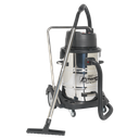 Industrial Vacuum Cleaner Wet & Dry Stainless Steel Drum with Swivel Emptying 77L 2400W