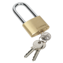 Sealey Brass Body Padlock Long Shackle 50mm