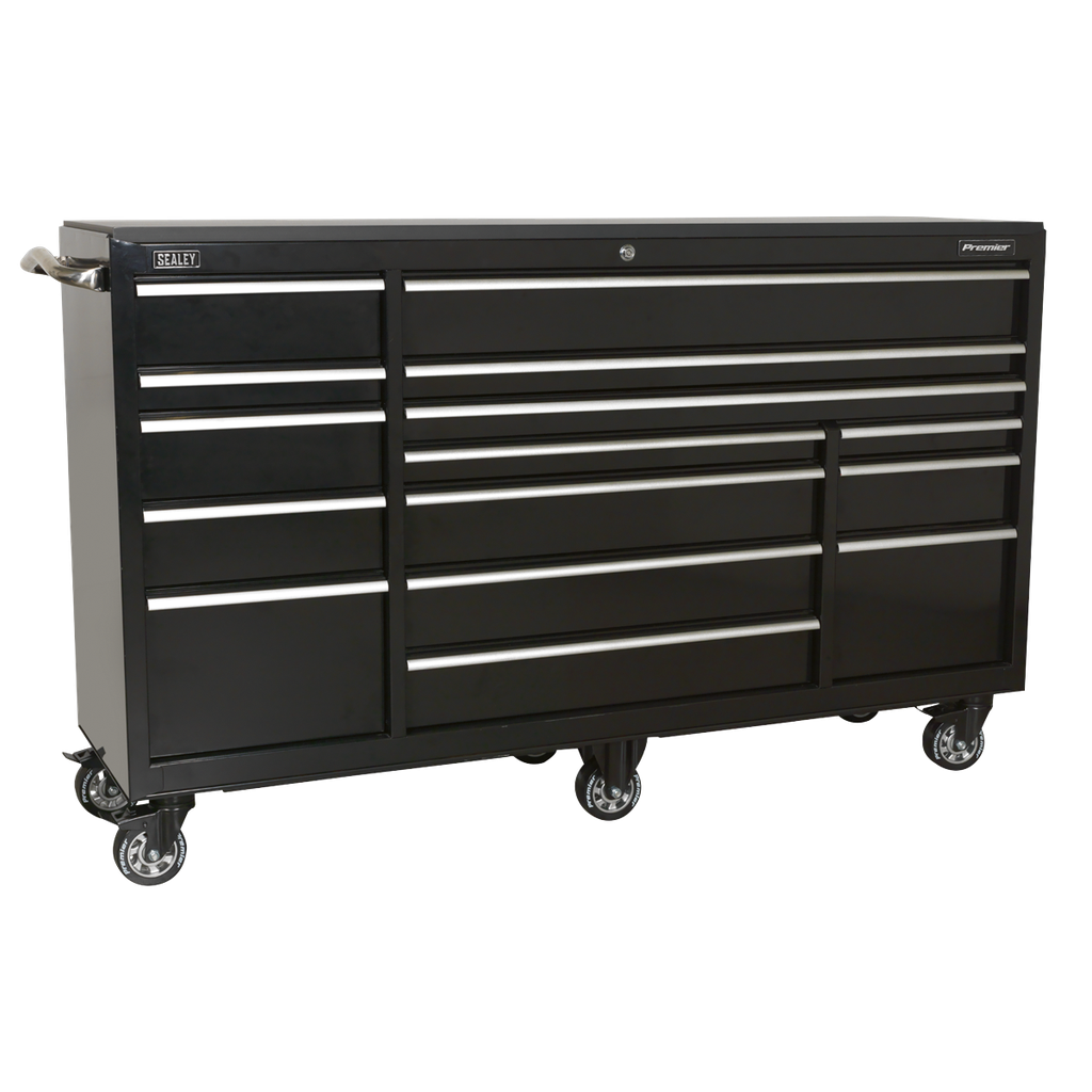 Premier™ Heavy-Duty Extra-Wide Rollcab 15 Drawer 1845mm - Black