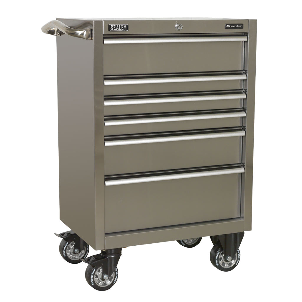Sealey Premier™ Heavy-Duty Rollcab 6 Drawer 675mm - Stainless Steel
