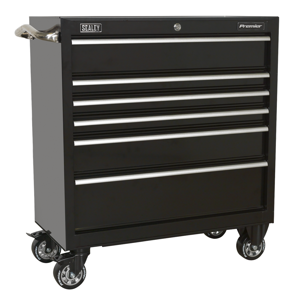 Sealey Premier™ Heavy-Duty Rollcab 930mm 6 Drawer - Black
