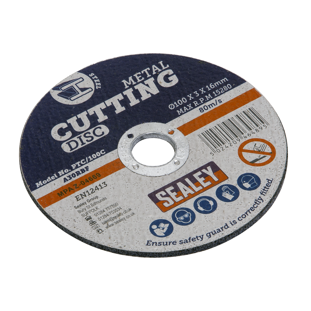 Sealey 100 x 3mm Cutting Disc 16mm Bore