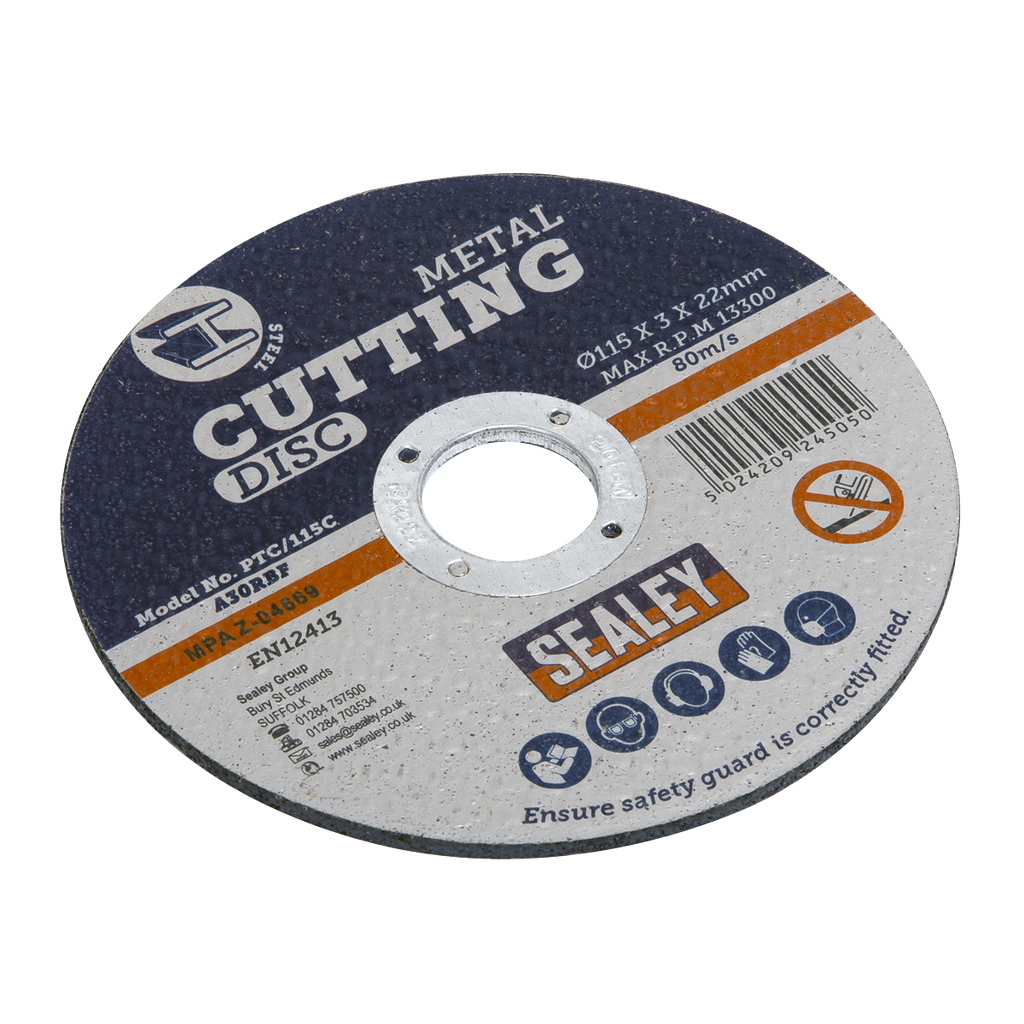 Sealey 115 x 3mm Cutting Disc 22mm Bore