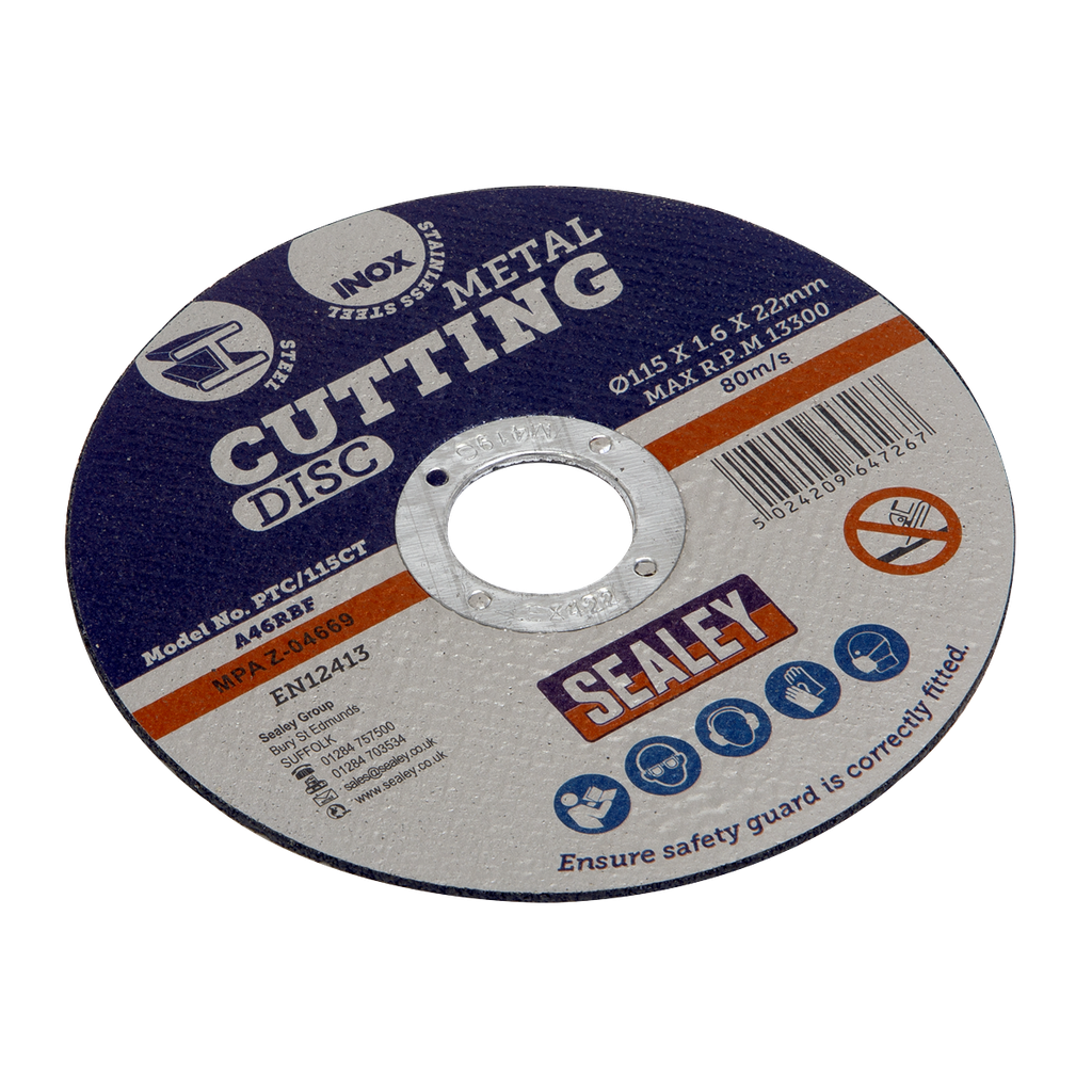 Sealey 115 x 1.6mm Cutting Disc 22mm Bore