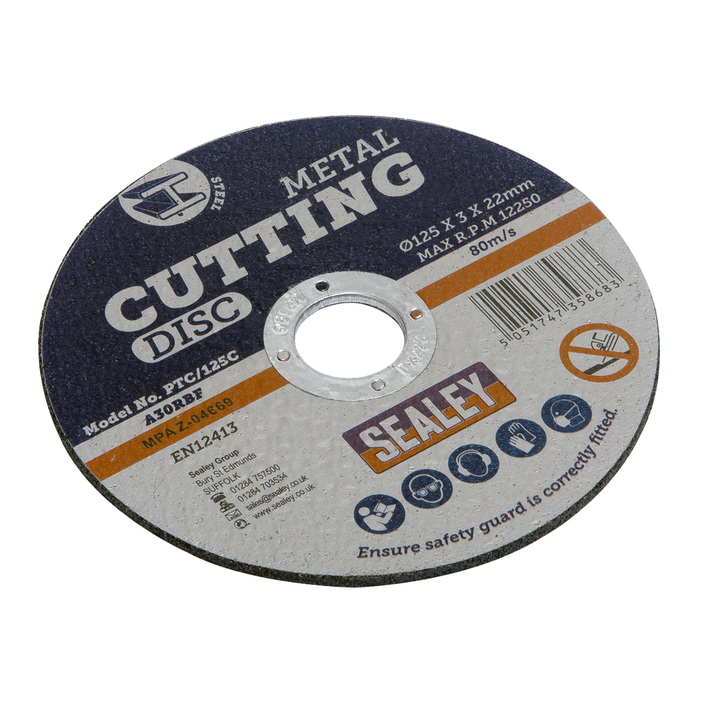 Sealey 125 x 3mm Cutting Disc 22mm Bore