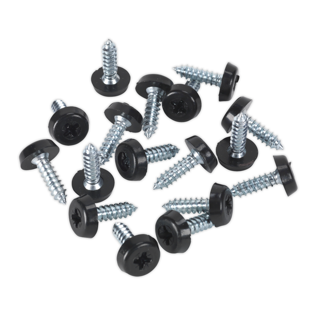 Sealey Numberplate Screw with Plastic Enclosed Head 4.8 x 18mm, Black - Pack of 50