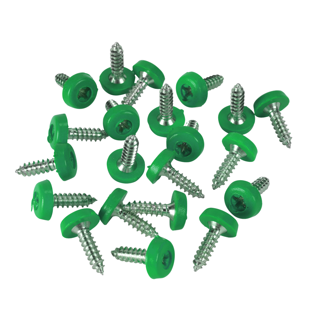 Sealey Numberplate Screws 4.8 x 18mm, Green - Pack of 50