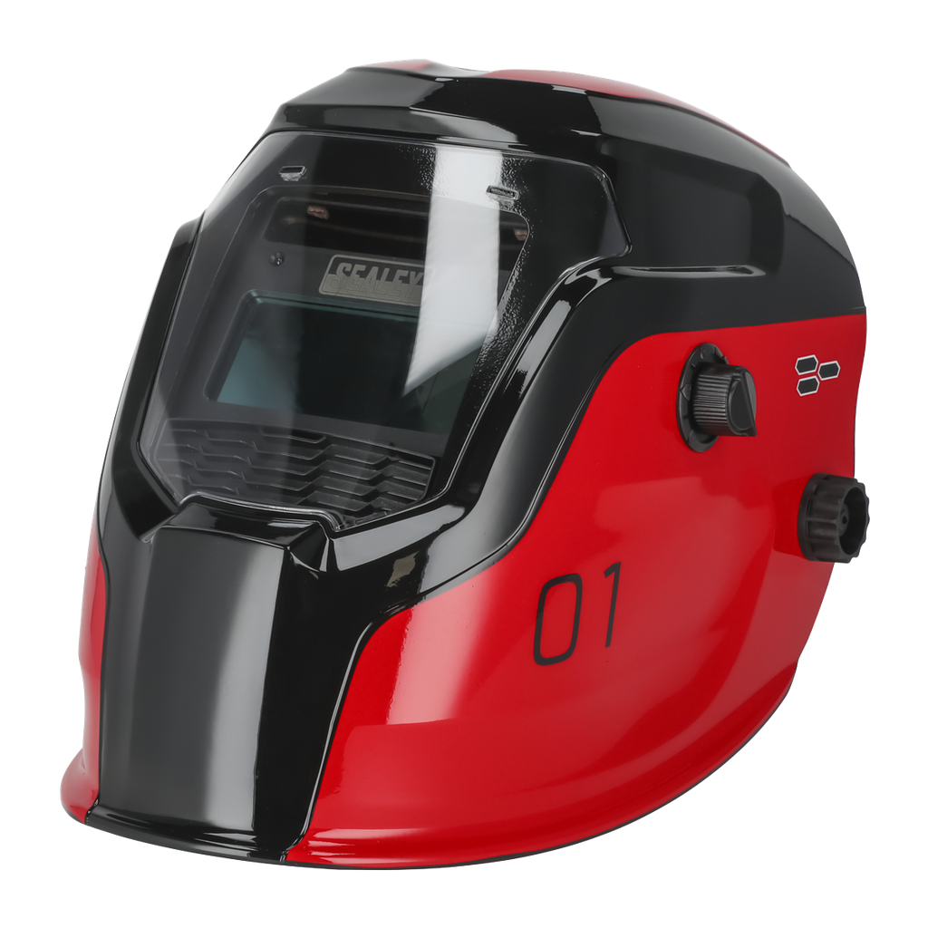 Auto Darkening Welding Helmet Shade 9-13 - Red