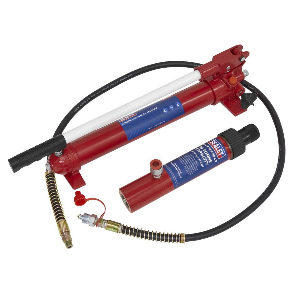Sealey Snap Push Ram with Pump & Hose Assembly 10 Tonne