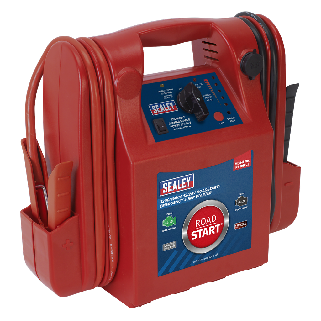 RoadStart® 12/24V Emergency Jump Starter 3200/1600 Peak Amps
