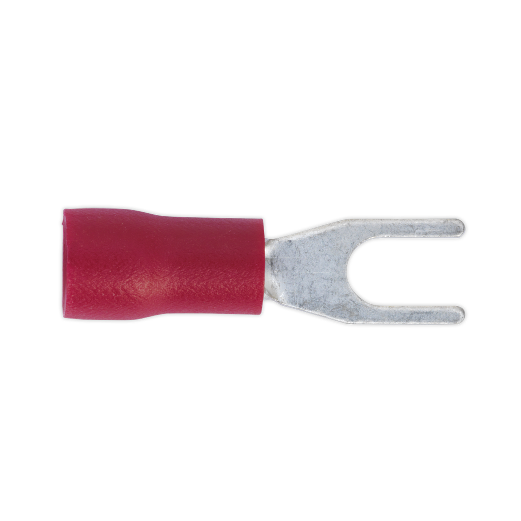 Sealey Easy-Entry Fork Terminal 3.7mm (4BA), Red - Pack of 100