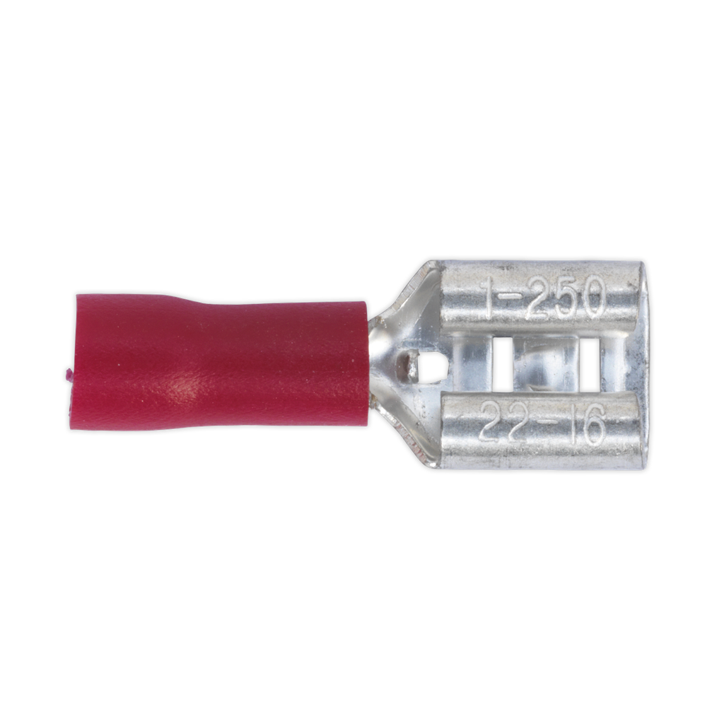 Sealey Push-On Female Terminal 6.3mm, Red - Pack of 100