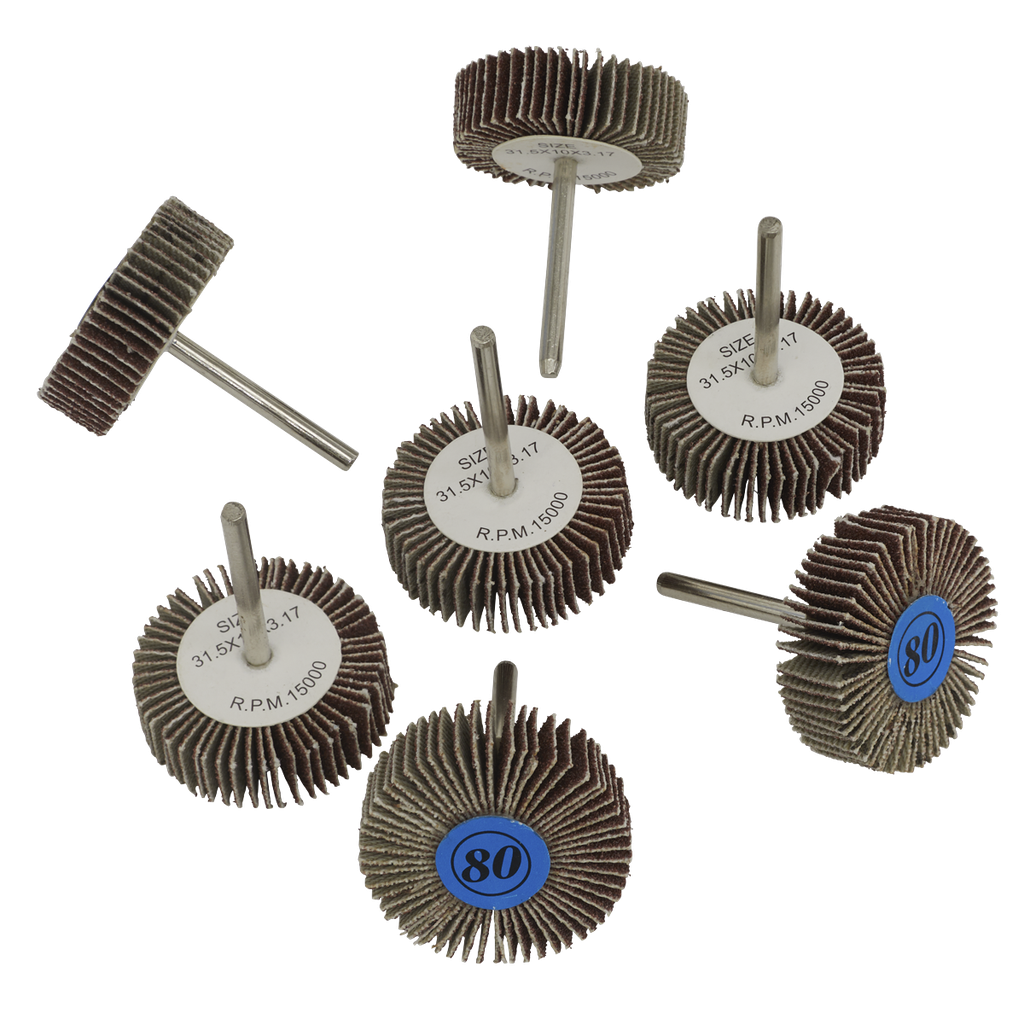 Rotary Tool Abrasive Flap Wheel Set 30mm 7pc