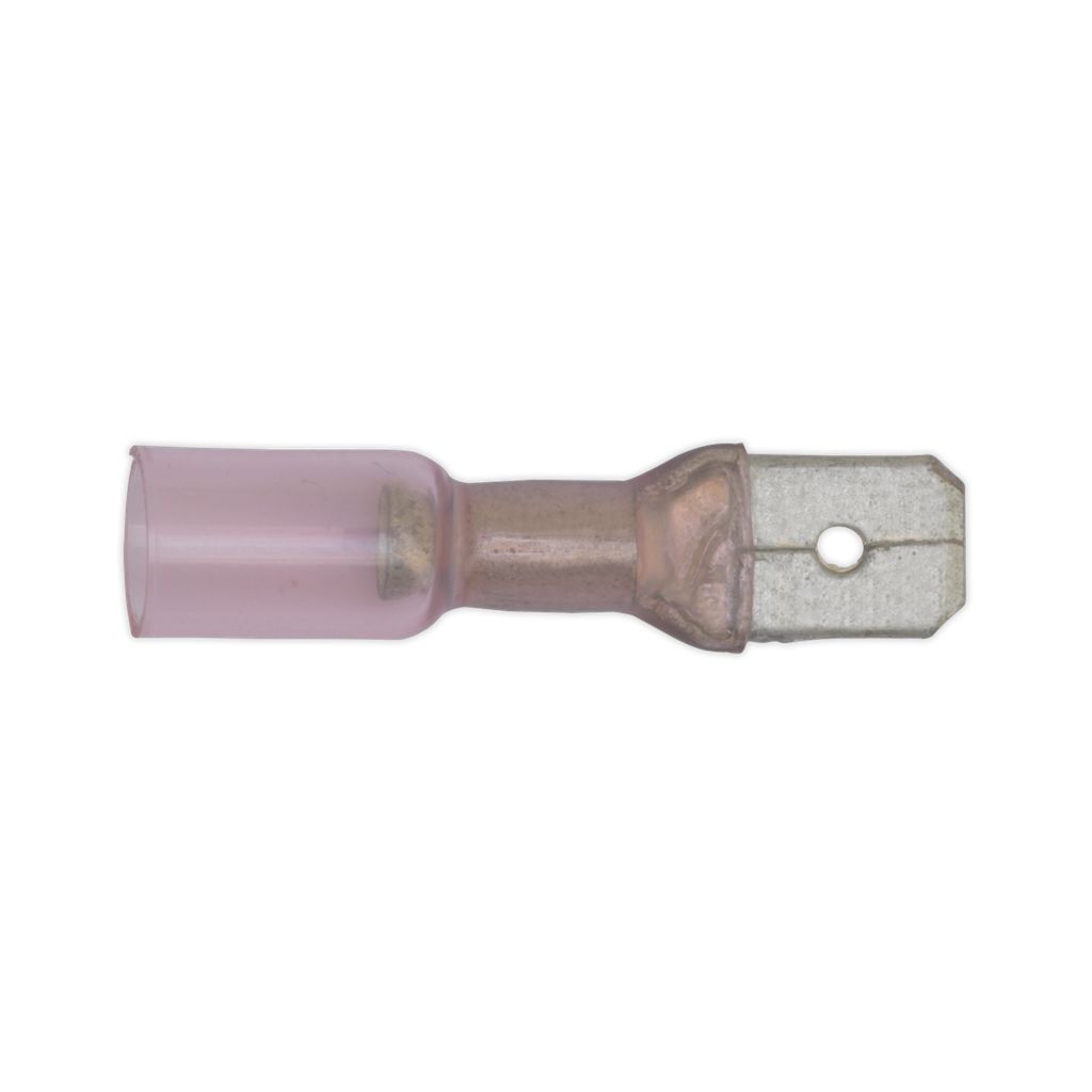 Heat Shrink Push-On Male Terminal 6.3mm, Red - Pack of 25