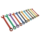 Sealey Siegen Multi-Coloured Combination Ratchet Spanner Set 12p