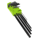 Sealey Siegen Imperial Extra-Long Ball-End Hex Key Set 9pc
