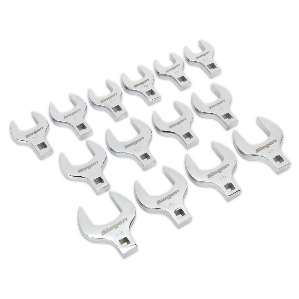 Sealey Siegen Crow's Foot Open End Spanner Set 1/2"Sq Drive 14pc