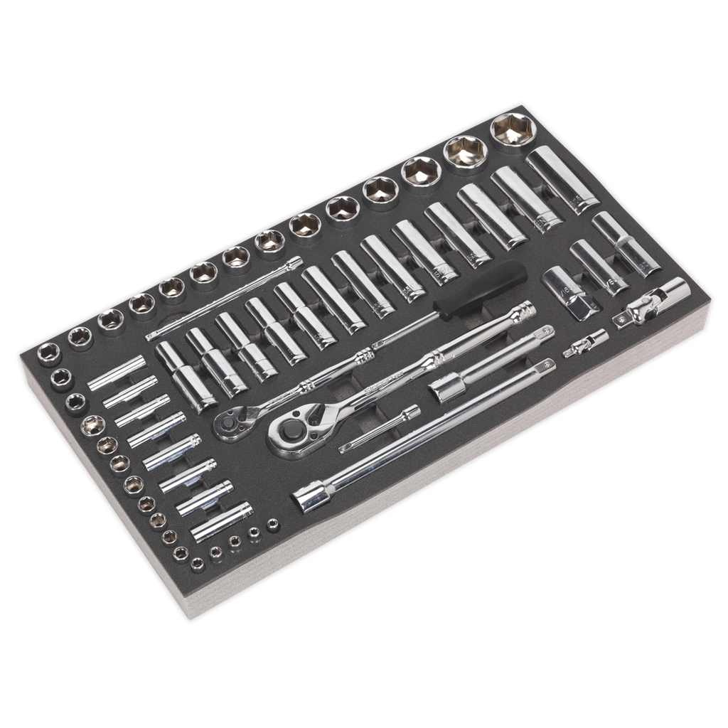 Sealey Siegen Socket Set with Tool Tray 1/4" & 1/2"Sq Drive 62pc