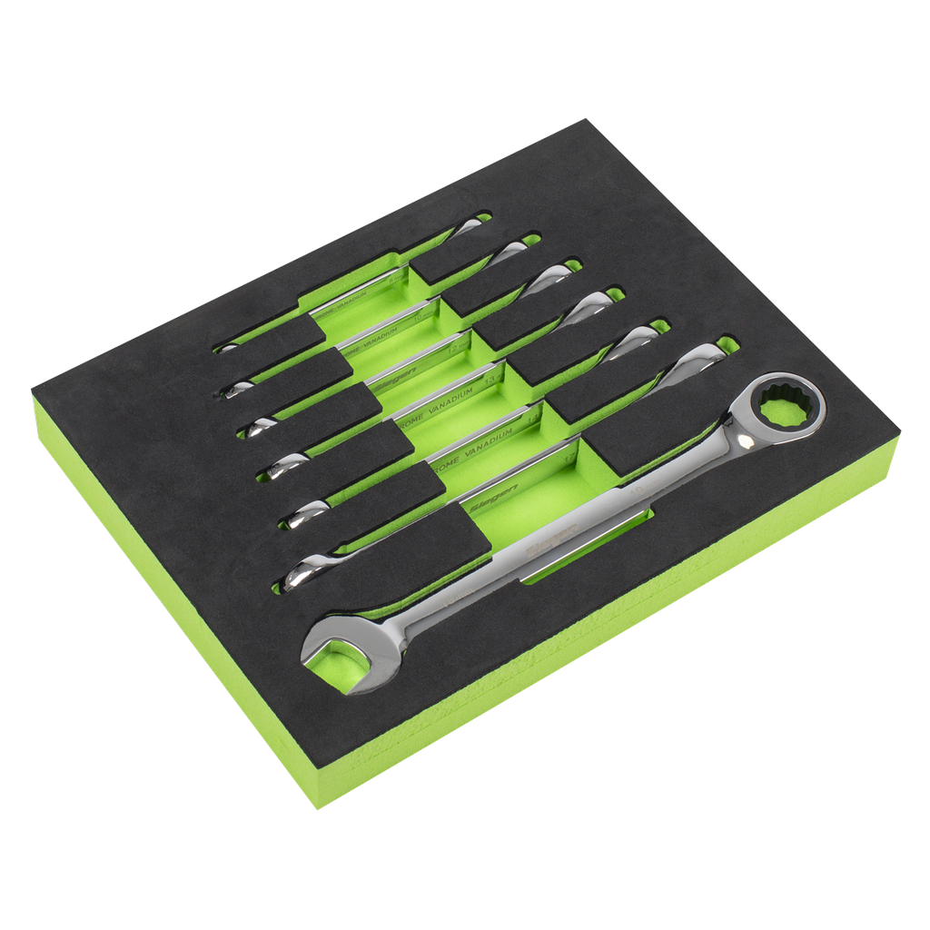 Sealey Siegen Combination Ratchet Spanner Set with Tool Tray 7pc