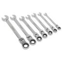 Sealey Siegen Flexi-Head Combination Ratchet Spanner Set 7pc