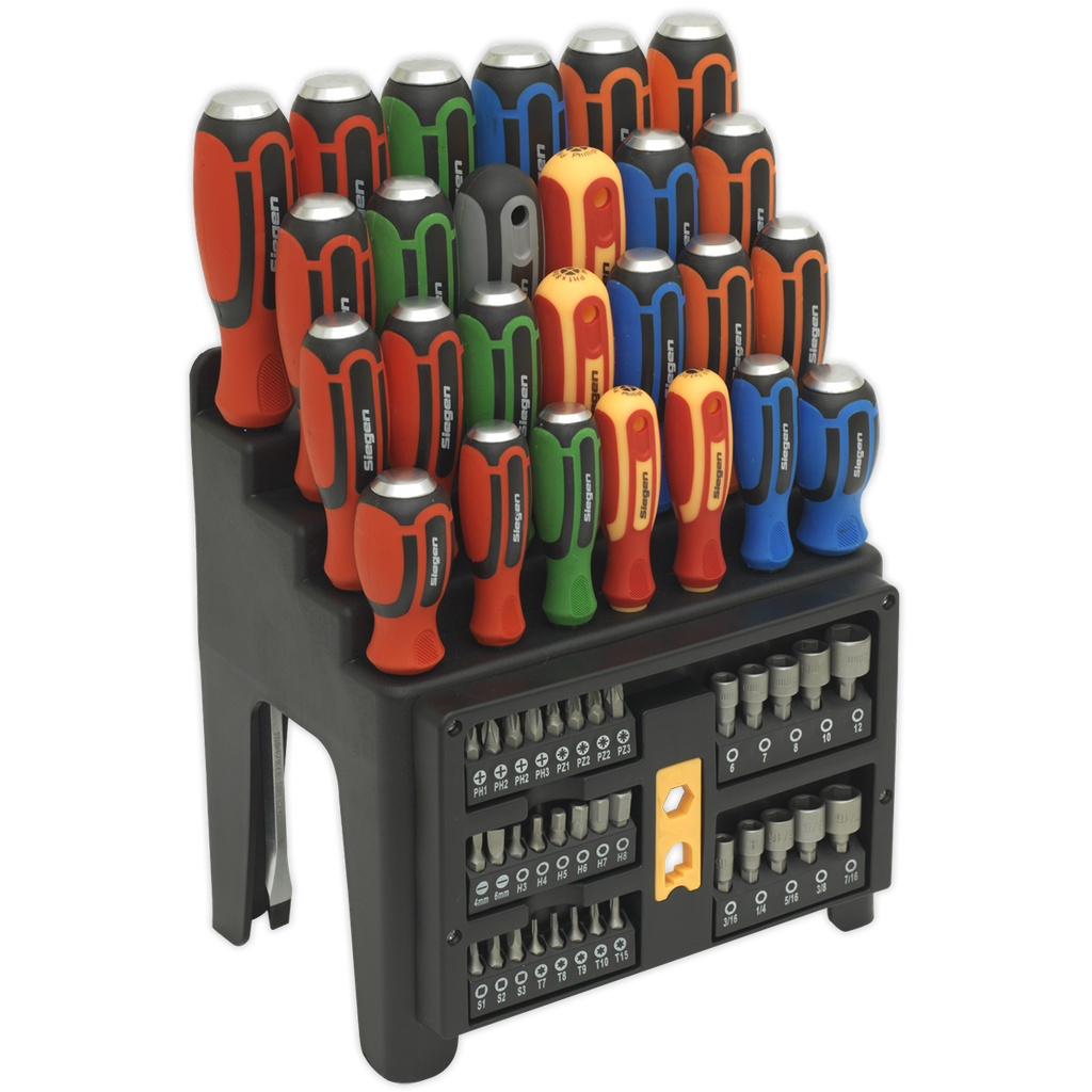 Siegen Hammer-Thru Screwdriver, Bit & Nut Driver Set 61pc