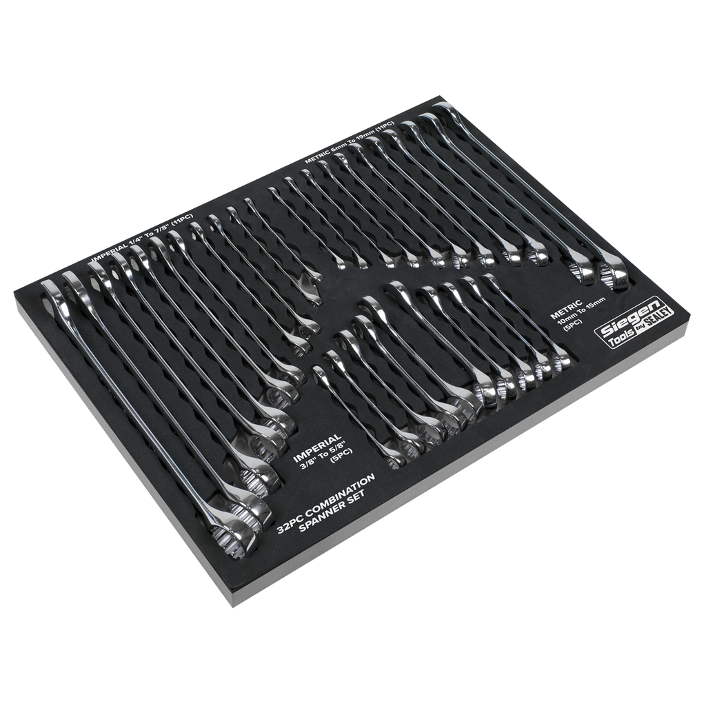Sealey Siegen Metric/Imperial Combination Spanner Set 32pc