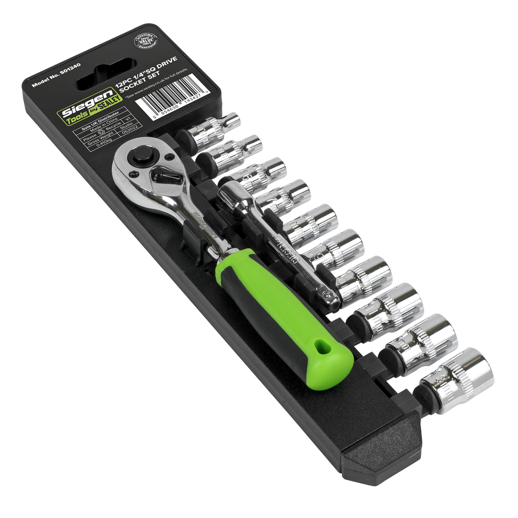 Siegen Socket Set 1/4"Sq Drive 12pc