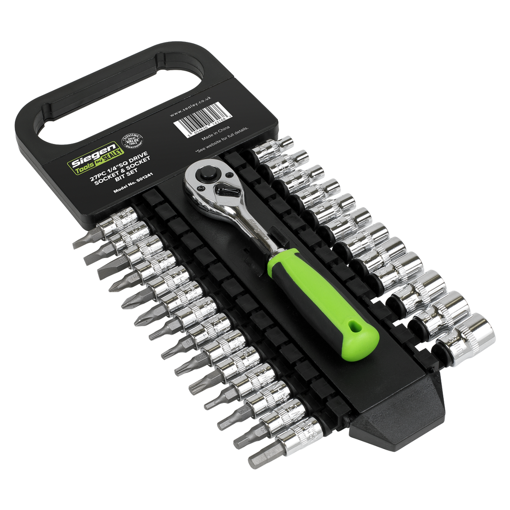 Siegen Socket & Socket Bit Set 1/4"Sq Drive 27pc