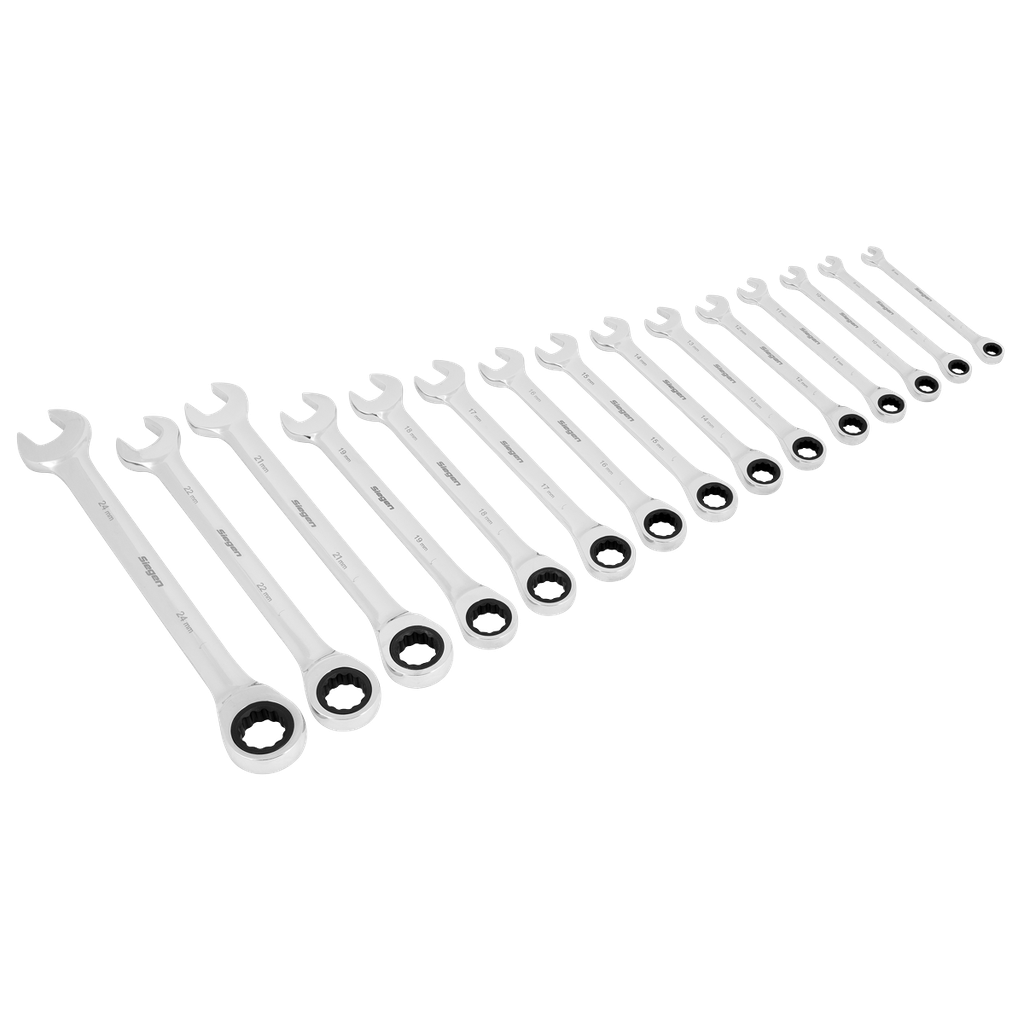Sealey Siegen Combination Ratchet Spanner Set 15pc
