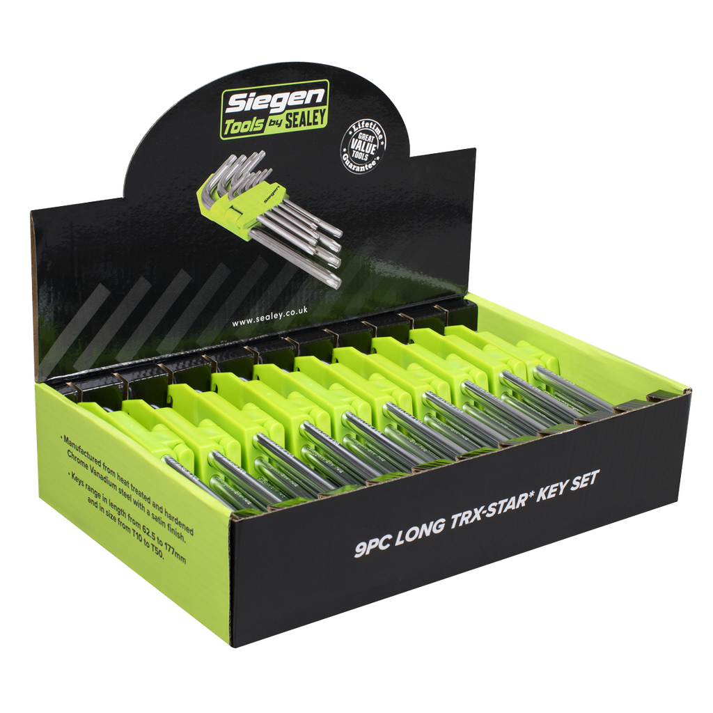 Sealey Siegen Long TRX-Star* Key Set 9pc - Display Box of 10