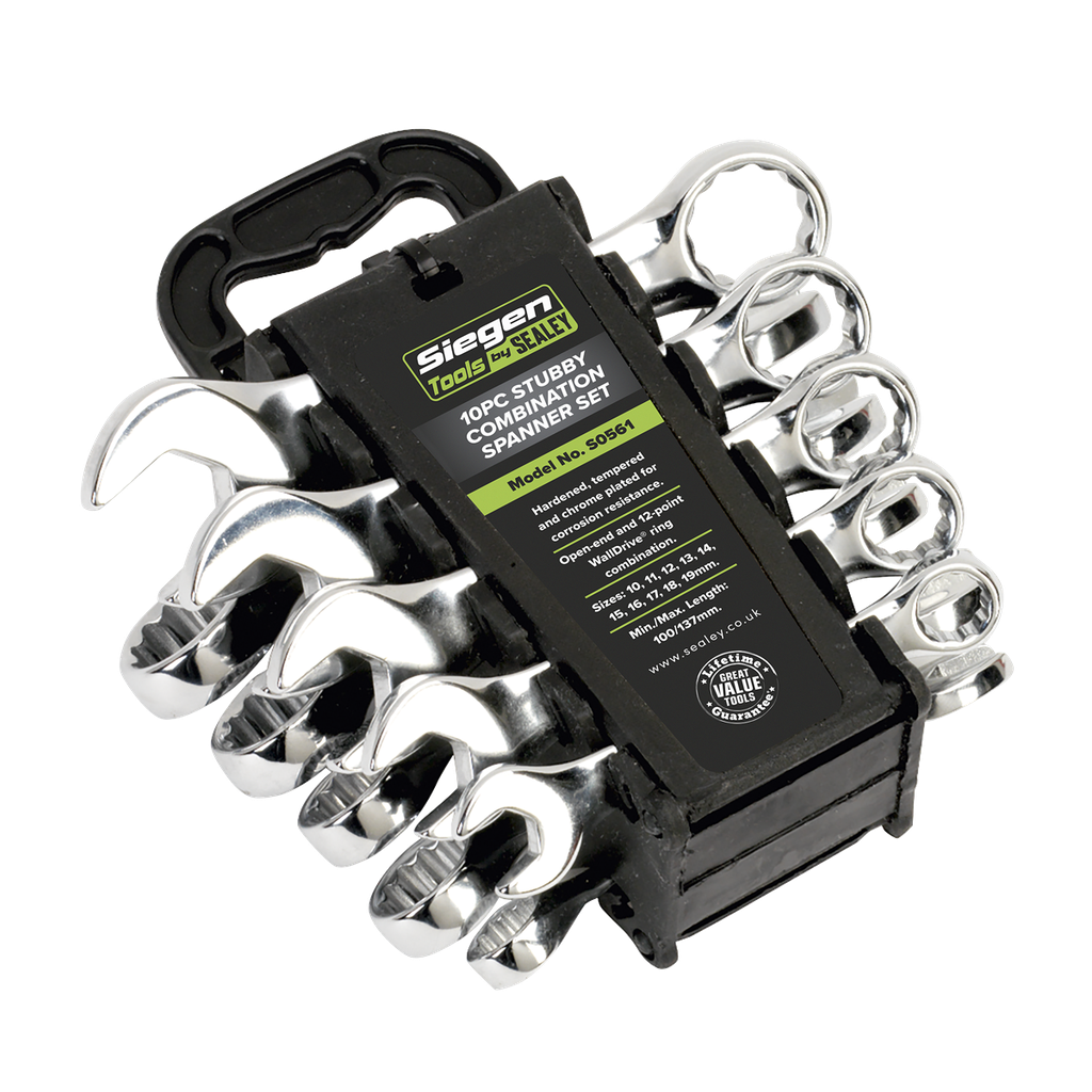 Sealey Siegen Stubby Combination Spanner Set 10pc