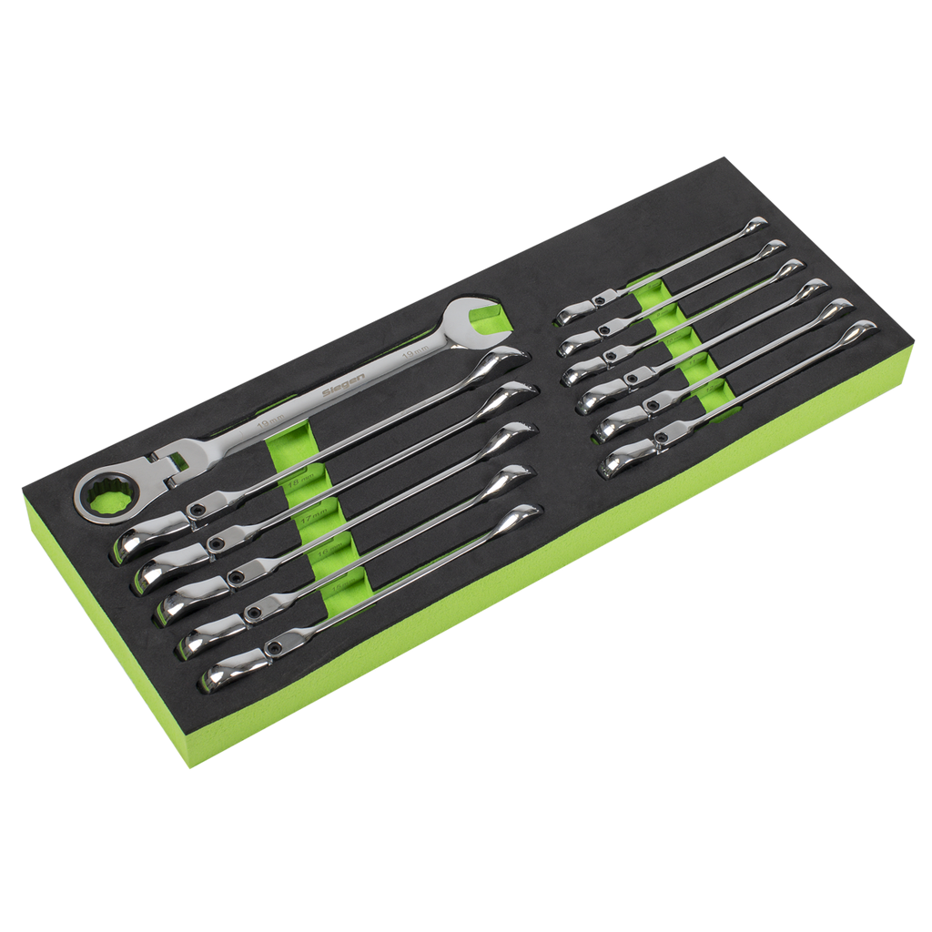 Siegen Flexi-Head Combination Ratchet Spanner Set 12pc