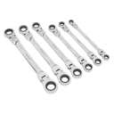 Sealey Siegen Flexi-Head Double End Ratchet Ring Spanner Set 6pc