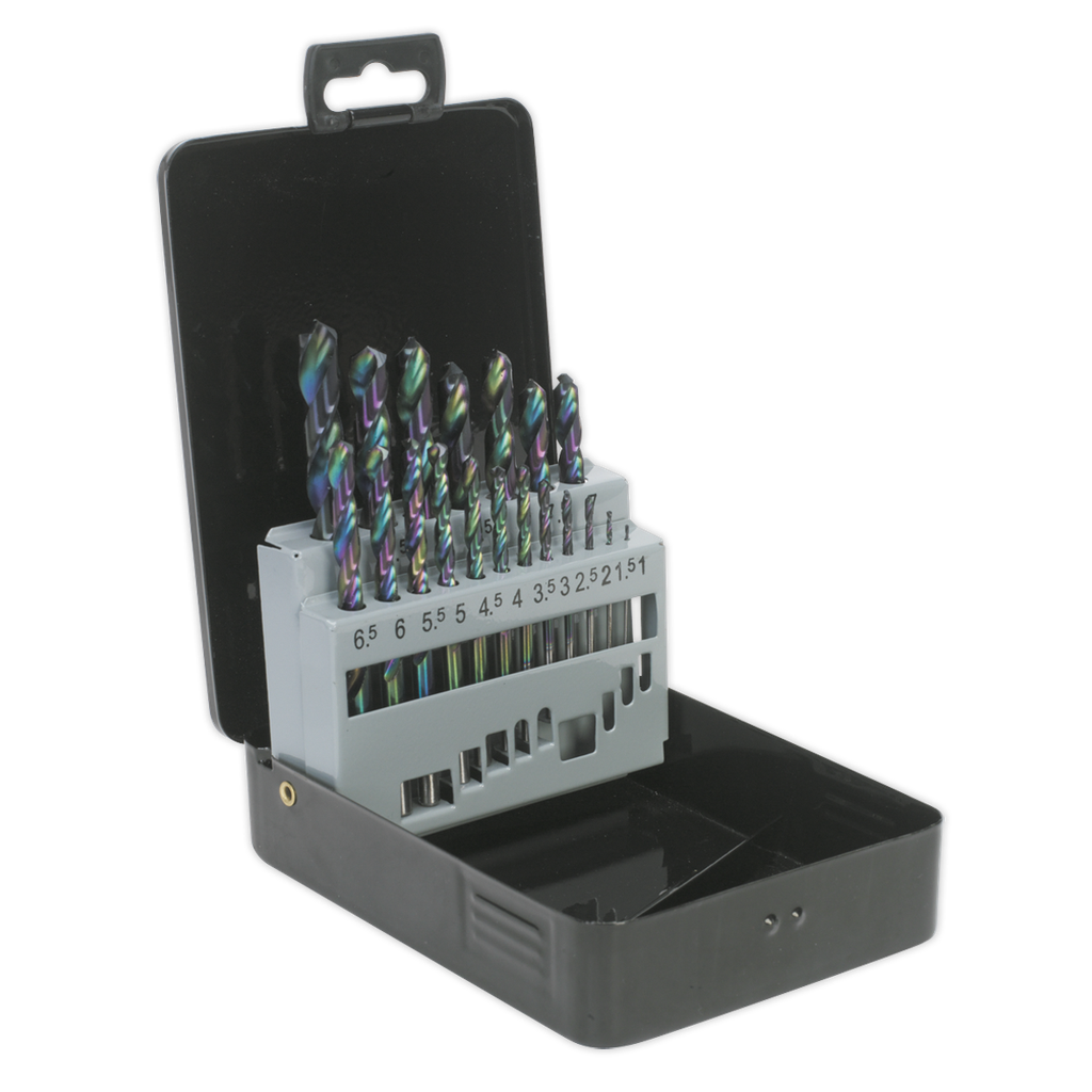 Sealey Siegen HSS Edge Ground Drill Bit Set 19pc - DIN 338